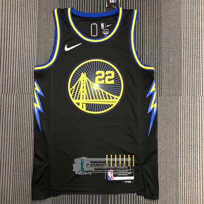 Camiseta Golden State Warriors Andrew Wiggins NO 22 Ciudad 2021-22 Negro